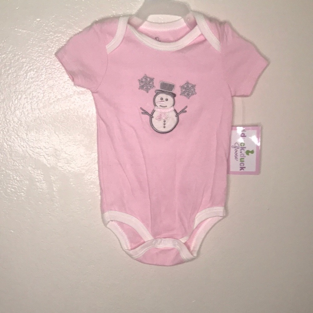 Duck duck pink snowman onesie